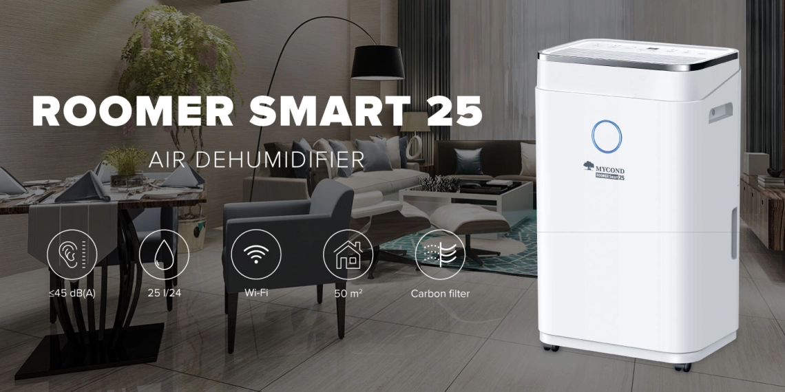 Kompakter Luftentfeuchter MyCond Roomer Smart 25 für große Räume.