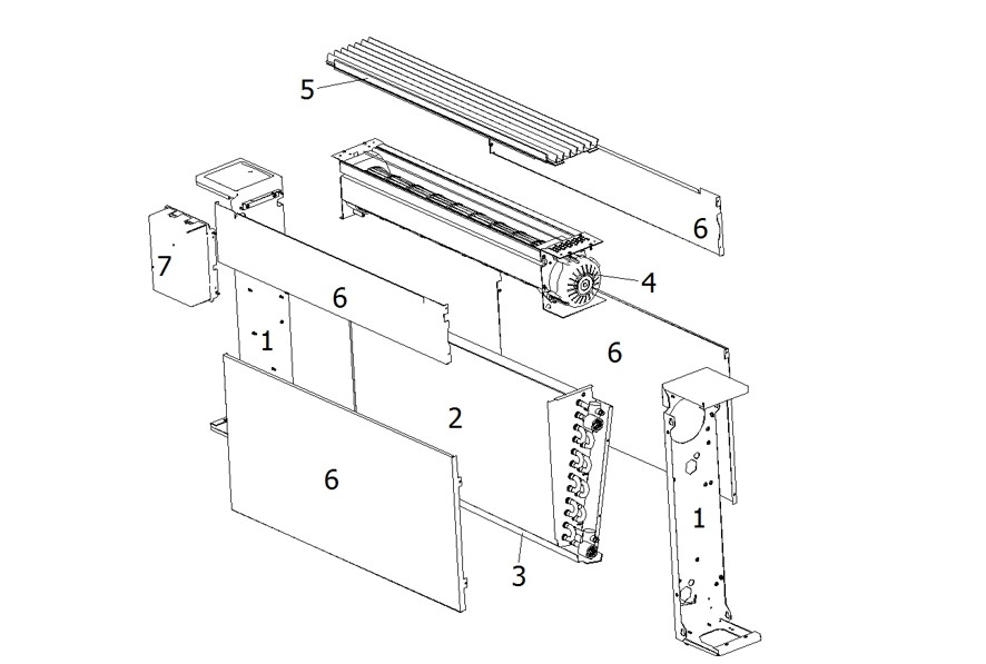 MyCond Silver Glass Ultraflacher Gebläsekonvektor mit modernen Funktionen.
