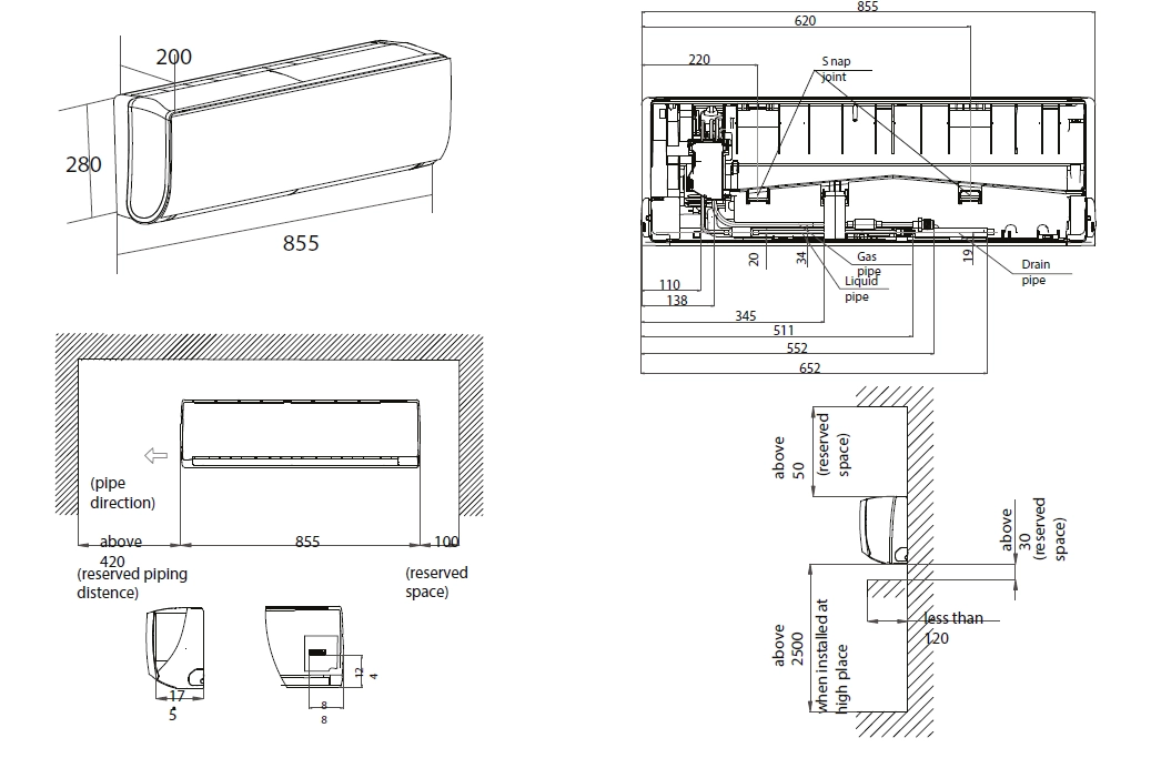 MyCond Wandmontage N-Serie Gesamtabmessungen - 1