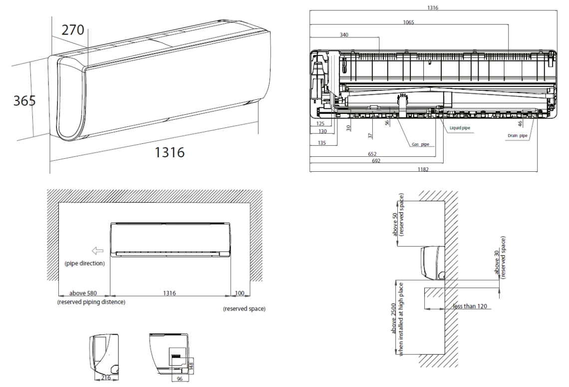 MyCond Wandmontage N-Serie Gesamtabmessungen - 2