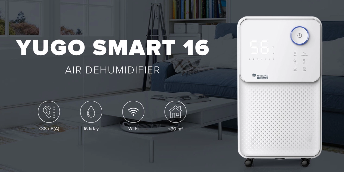 YUGO Smart 16 Kompakter Luftentfeuchter mit leisem Betrieb und hoher Effizienz.